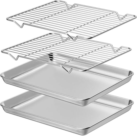 Wildone Baking Sheet with Rack Set, Stainless Steel Cookie Pan baking Tray with by Wildone