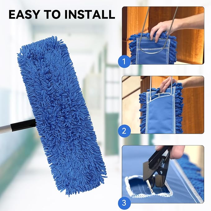 BeiLan 3 Pack 24 Inch Microfiber Dust Mop Head, Medium Washable Commercial - Image 3