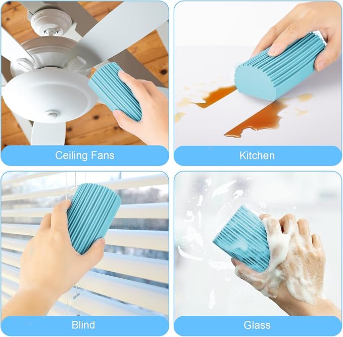 2-Pack Damp Clean Duster Sponge, Magic Sponge Eraser Baseboard Cleaner Tool - Image 3