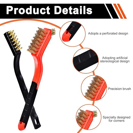 Wire Brush Set, Stainless Steel/Brass/Nylon Brushes, Small Wire Brush - Image 3