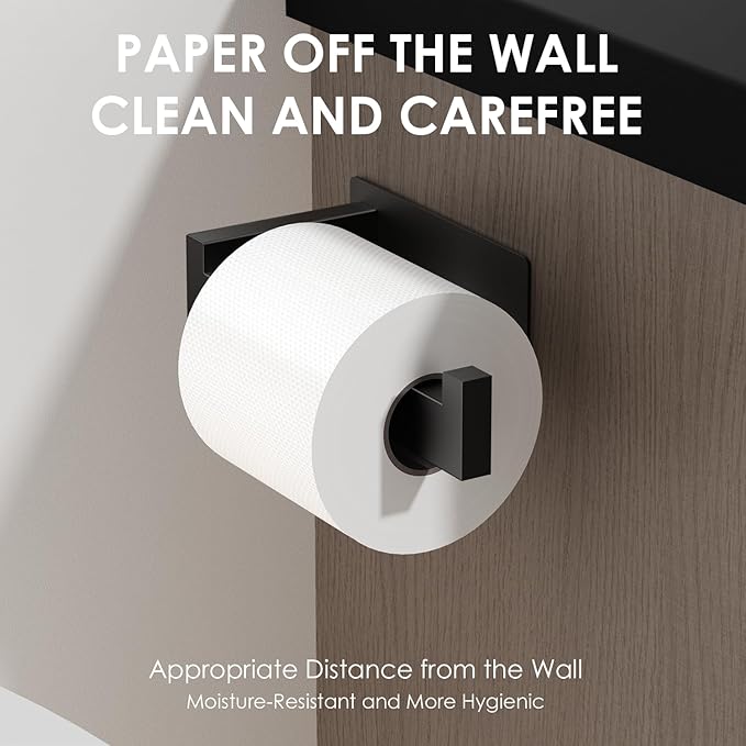 Auxmir Self Adhesive Black Toilet Paper Holder 2 Pack, Toilet Roll Holder Wall - Image 6