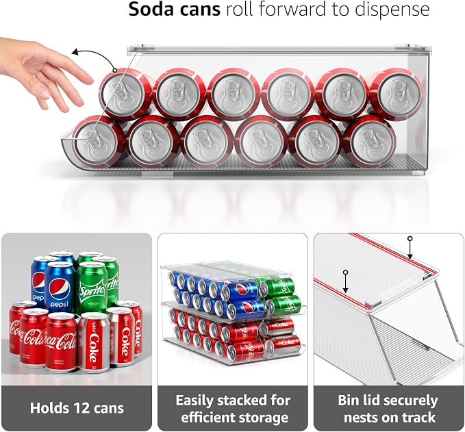 Sorbus Soda Can Organizer for Refrigerator – Stackable Can Dispenser - Image 4