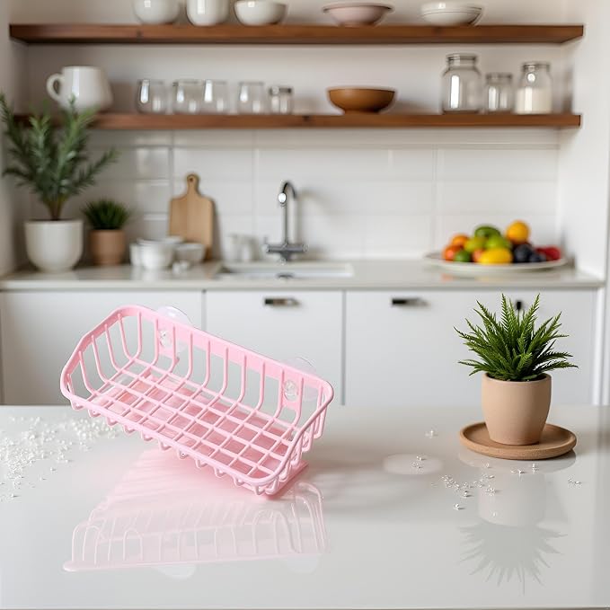 Pink Multifunctional Drain Rack, Hanging Storage Rack Drain Rack Sink Shelf - Image 7