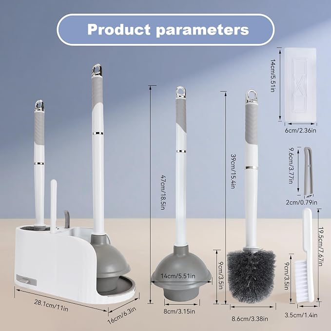 Toilet Brush and Plunger Set 4 in 1 Toilet Brush and Holder - Image 6