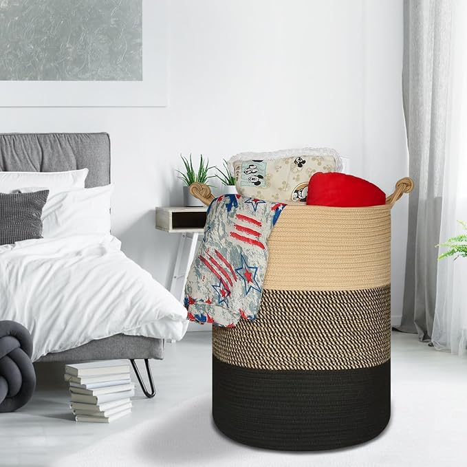 COMSE Extra Large Blanket Basket, Tall Woven Storage Basket, Nursery Hamper - Image 8
