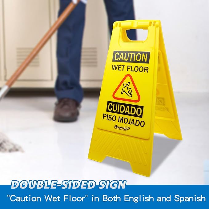 Caution Wet Floor Sign, Bilingual Foldable Safety Sign - Image 5
