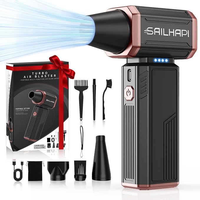 Electric Air Duster, 300000RPM High-Speed Cordless Blower by SAILHAPI