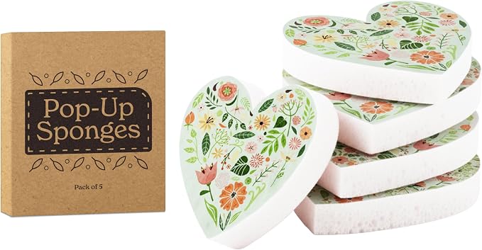 5 Pack Heart Shaped Sponges, Non-Scratch Cleaning Sponges by Unknown