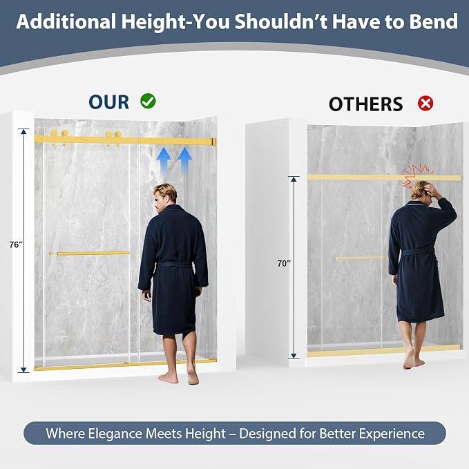 Frameless Double Sliding Shower Doors, 43-48" W x 76" H Shower Glass Door - Image 4