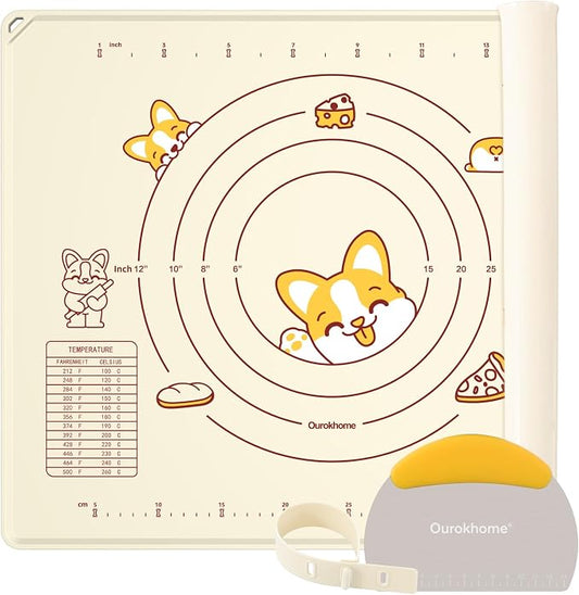 Ourokhome Silicone Baking Mat Sheet and Pastry Dough Cutter, 0.5 Inch Thick by Ourokhome