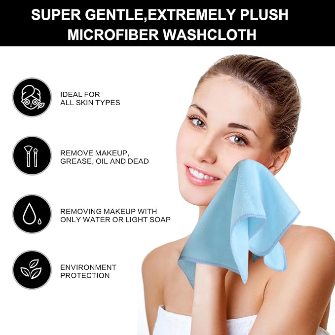 SINLAND Microfiber Facial Cloths Fast Drying Washcloth 12inch x 12inch - Image 6