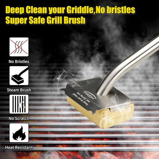Bristle-Free Steam Grill Brush for Outdoor Barbecue, Safe for Cast Iron Grates - Image 2