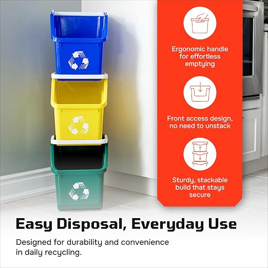 6 Gallon Stackable Recycling Bins - Image 3