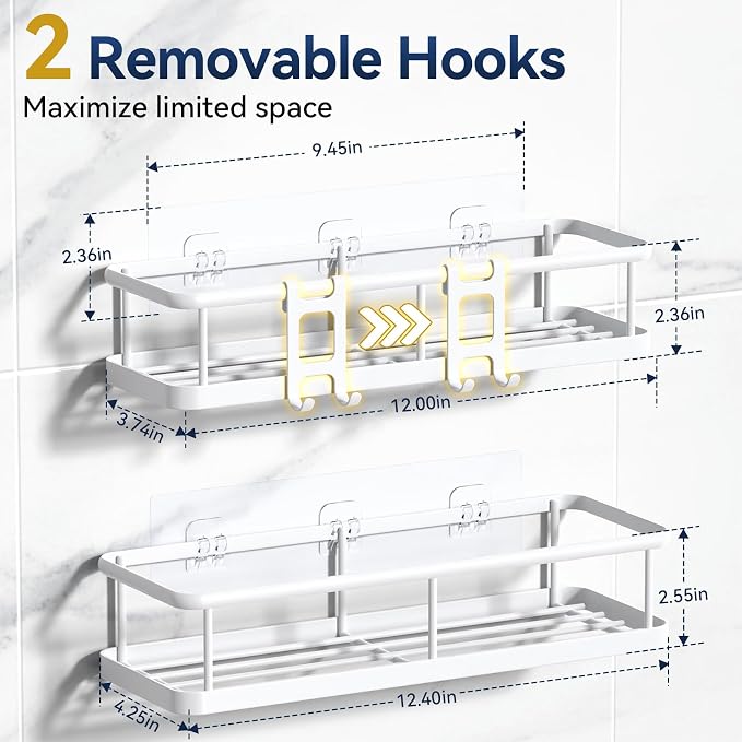 YASONIC Shower Caddy Adhesive, No Drill Bathroom Shower Organizers, - Image 7
