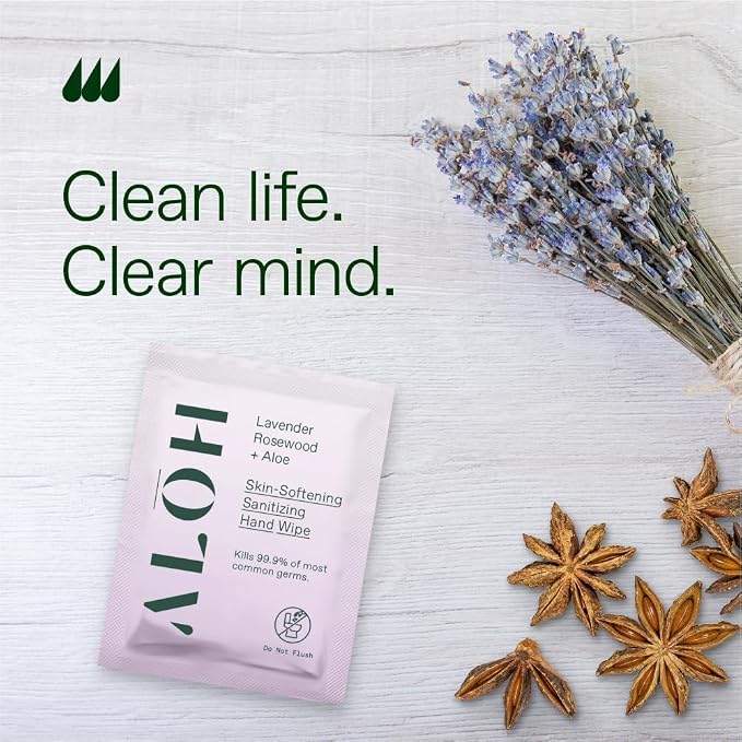 ALŌH Skin - Softening Sanitizing Hand Wipes – Lavender Rosewood + Aloe - 1 Box - Image 4