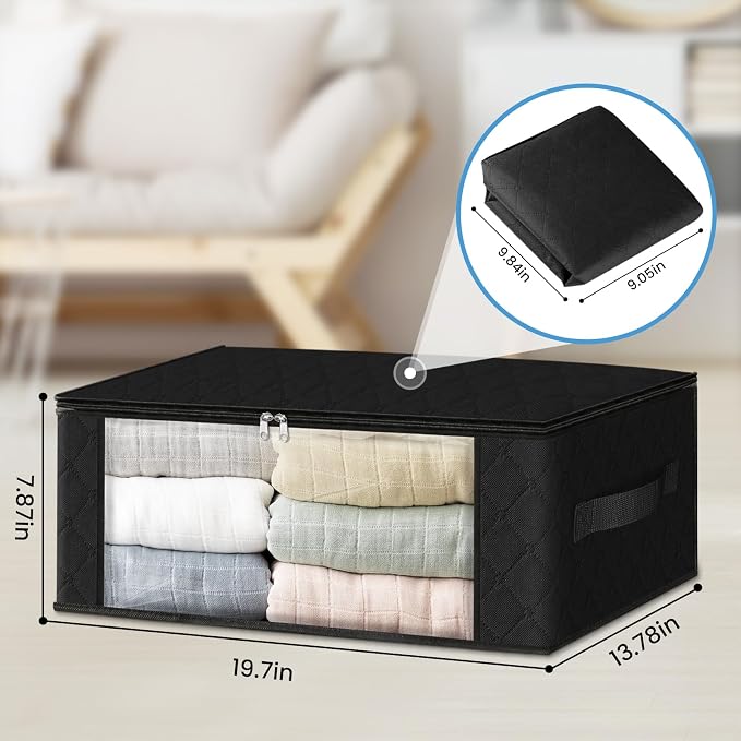 HomeHacks Storage 4-Pack Clothes Organizer Storage Bags Foldable Storage Box - Image 2
