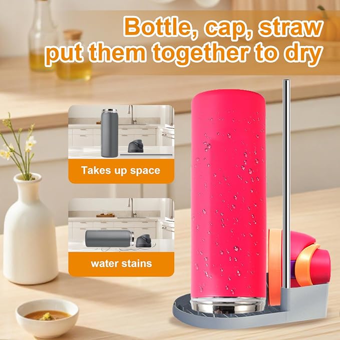 Silicone Water Bottle Boot and Bottle Drying Rack Compatible - Image 9