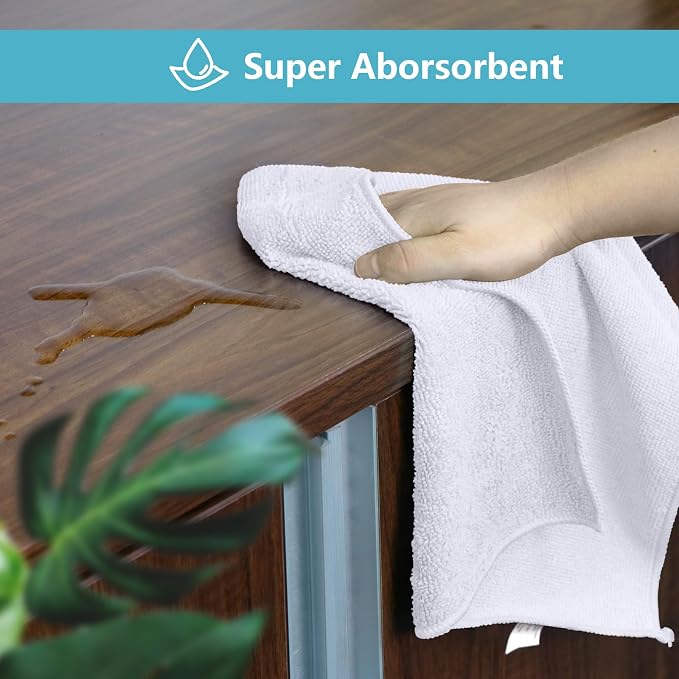 HOMEXCEL White Microfiber Cleaning Cloth, 5 Pack Cleaning Towels - Image 4