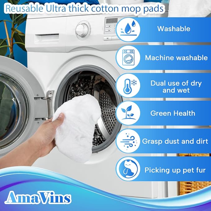 5 Pack Reusable 100% Cotton Mop Pads Compatible - Image 5