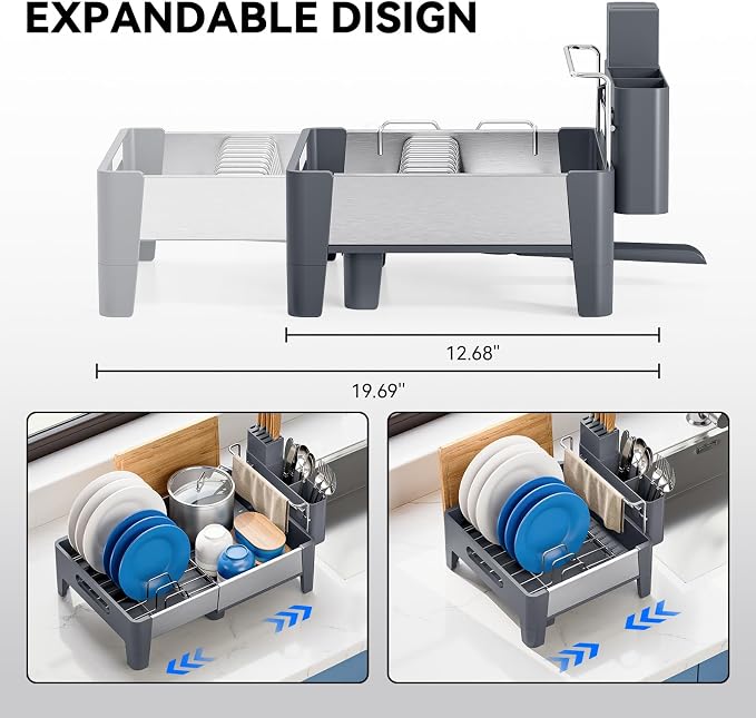 Expandable Dish Drying Rack, Stainless Steel Dish Rack - Image 3