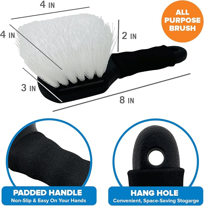 Stiff Hand Scrub Brush, Short Handle Heavy Duty Tire and Wheel Cleaning Tool - Image 3