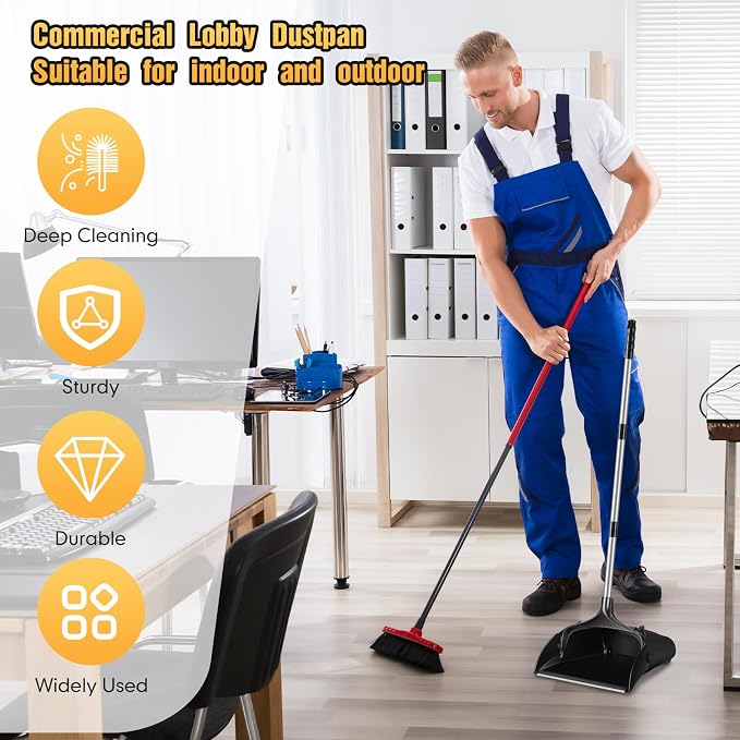 Maxcheck 4 Pcs 37 Inch Lobby Dust Pan Bulk Upright Lobby Dust Pan Plastic - Image 3
