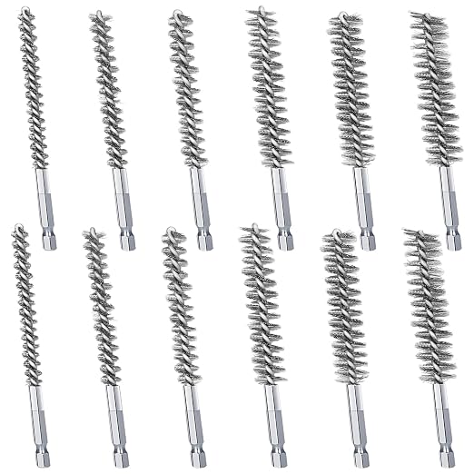 12Pcs Stainless Steel Bore Brush in Different Sizes Twisted Wire Cleaning Brush by Baisiky