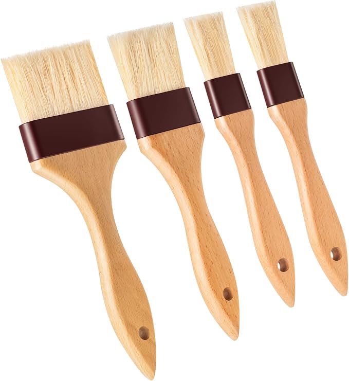 Boao Natural Bristle Pastry Brush Beech Wooden Handle Basting and BBQ Brushes by Boao