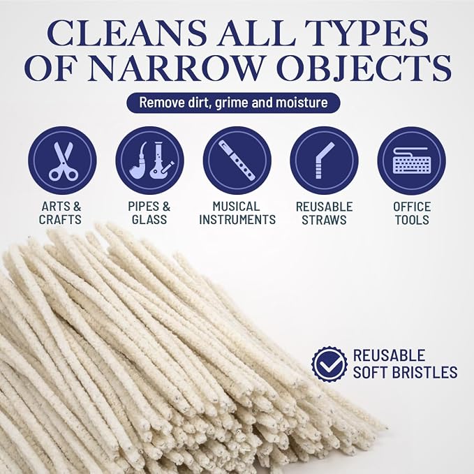 LOVA Soft Bristle Tobacco Pipe Cleaners, Mouthpieces, Reusable Straws & Narrow - Image 2