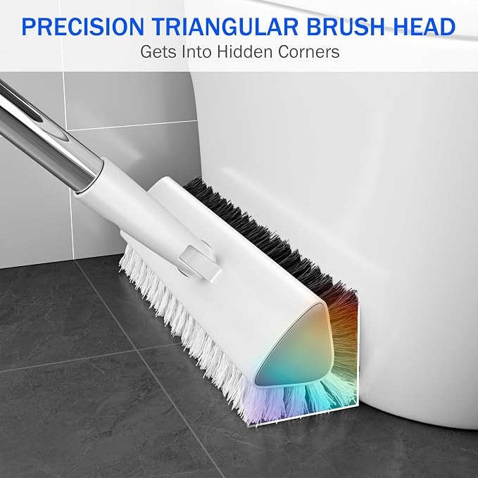 Grout Brush with Long Heavy Duty Handle, 180° Swivel Floor Scrub Brush - Image 2