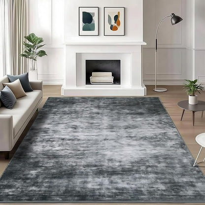 WILLSUN Washable Area Rugs, 5x7 Non-Slip Boho Large Area Rugs for Living Room, Bedroom, Machine Washable Vintage Rug, Indoor Floral Print Carpet for Home Decor, Kid & Pet Friendly Mat