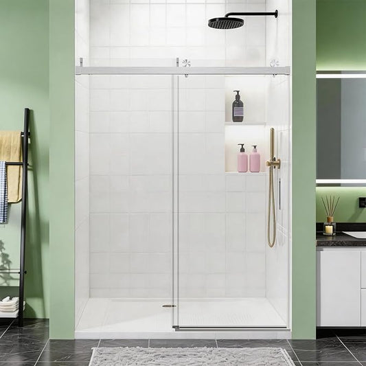 56-60" W x 76" H Frameless Soft-Close Sliding Shower Door, 3/8" SGCC Tempered by VUMALL