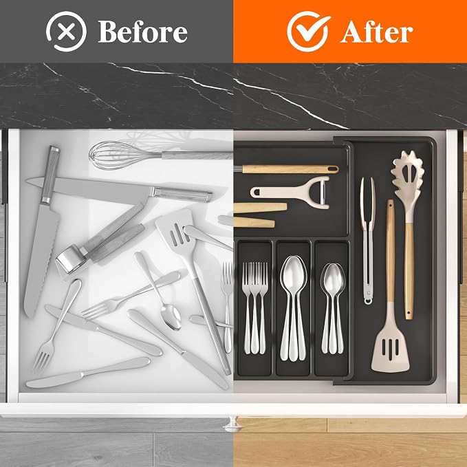 Lifewit Silverware Drawer Organizer, Expandable from 15.4 to 27 inches - Image 6
