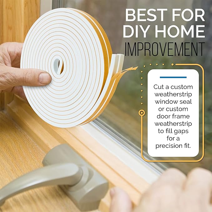 High Density Foam Weather Stripping Door Seal Strip Insulation Tape Roll - Image 6