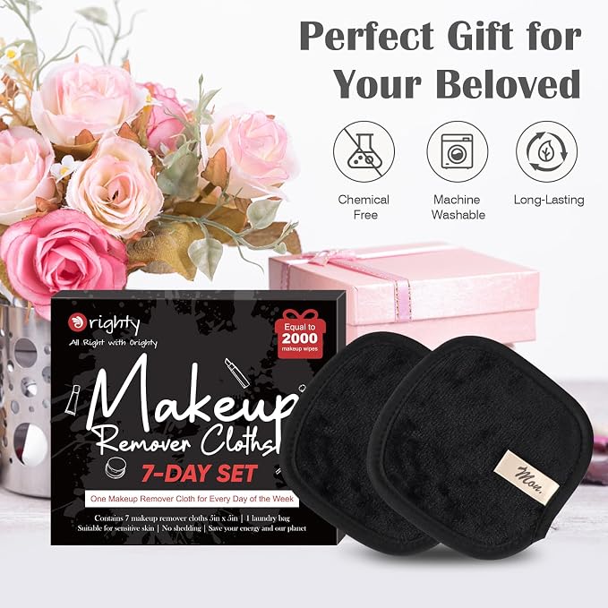 Orighty Makeup Remover Cloths 7-Day Set, Premium & Reusable Makeup Remover Pads - Image 6