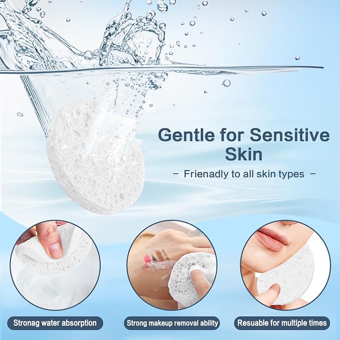 60-Count Compressed Facial Sponges Natural Cellulose - Image 2