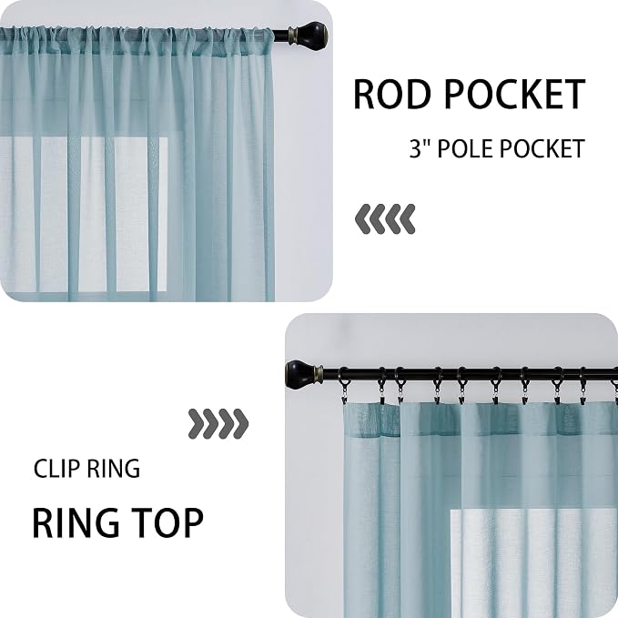 Tollpiz Short Sheer Door Curtain Closet Linen Textured Curtain Sheers Doorway - Image 5