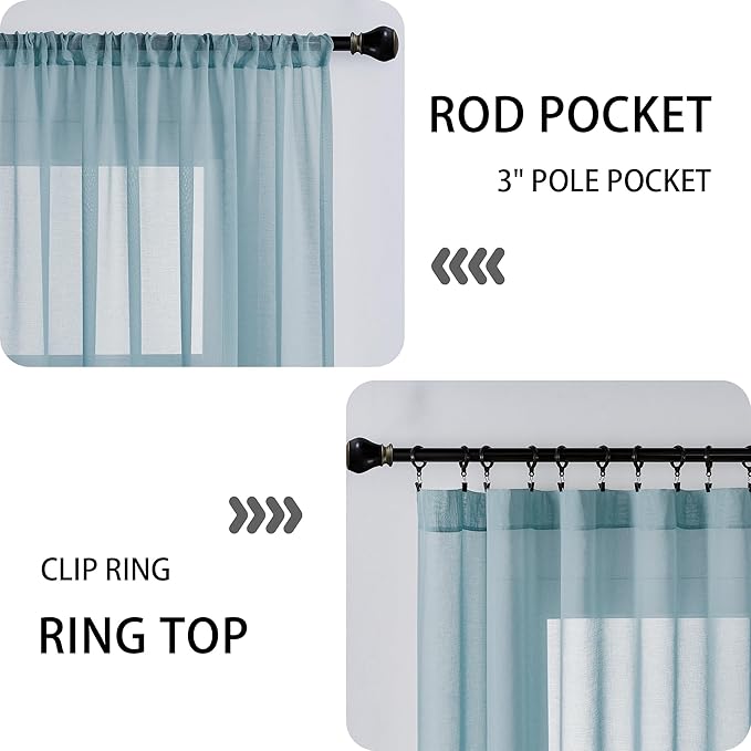 Tollpiz Sheer Door Curtains Closet Linen Textured Curtain Sheers Doorway Light - Image 5
