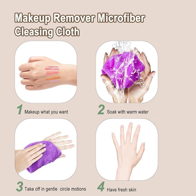 KODAMO Makeup Remover Cloth, Reusable Makeup Remover Pads Washable Travel Bag - Image 5