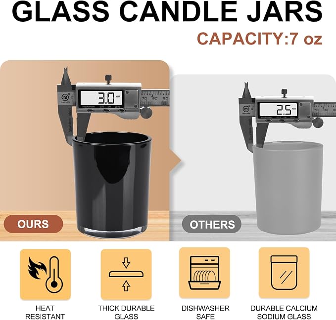 Thick Candle Jars for Making Candles 12 Pcs, 7 OZ Empty Jars - Image 3