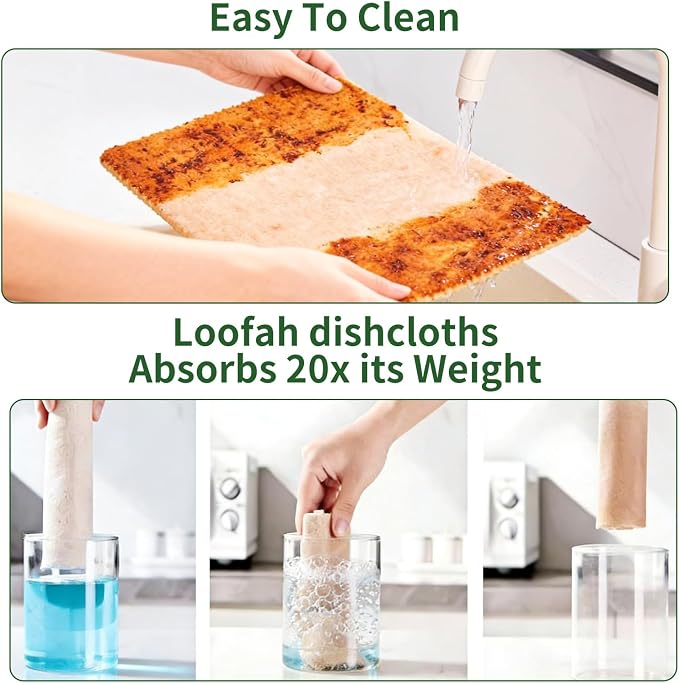Swedish Dishcloth 10 Pack, 100% Compostable Loofah Kitchen Cloth, Super - Image 4