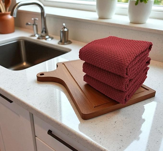 Maroon Dark Red Brick Red Kitchen Hand Dish Towels: Oversized 28" x 18" - Image 6