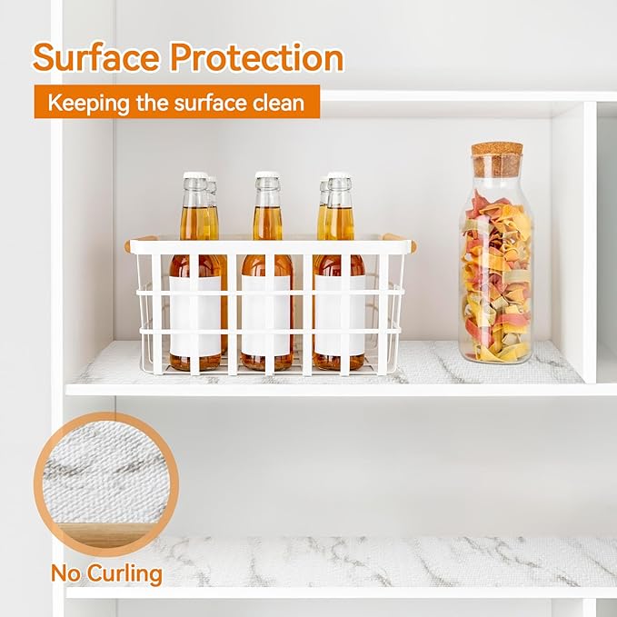 Shelf and Drawer Liner for Kitchen Cabinets Non-Adhesive, Strong Grip Non-Slip Thickened Cabinet Liners for Shelves, Waterproof Mats for Dresser Cupboard, Marble, 12 in x 10 Feet