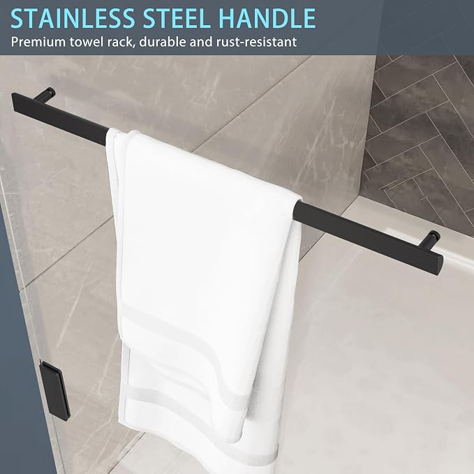 Bathtub Shower Door, 1/4" Clear Tempered Frameless Shower Glass Door, Tub - Image 3