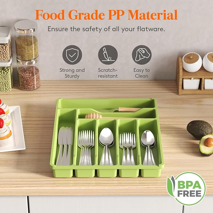 Lifewit Silverware Drawer Organizer Tray, Plastic Cutlery Storage - Image 5