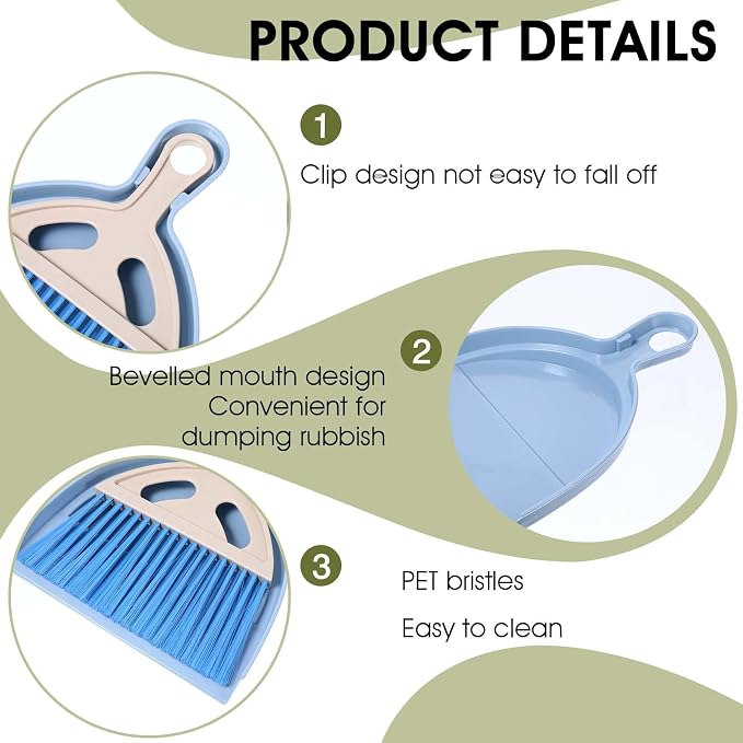 9 Pack Mini Dust Pan and Brush Set, Small Hand Broom and Dustpan Set - Image 3