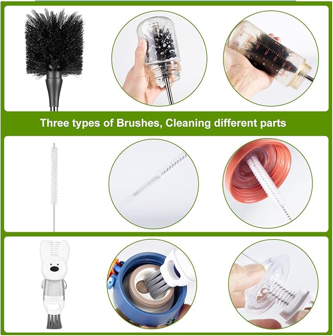 Bottle Brushes, Stainless Steel Long Handle Water Bottle Scrub Cleaning Brush - Image 3