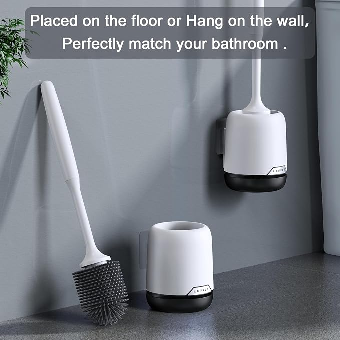 Lefree 3 Pack Silicone Toilet Bowl Brush and Holder Set - Image 4
