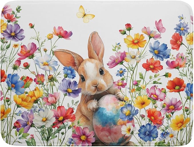 Spring Easter Rabbit Egg Dish Drying Mat by Sweetshow