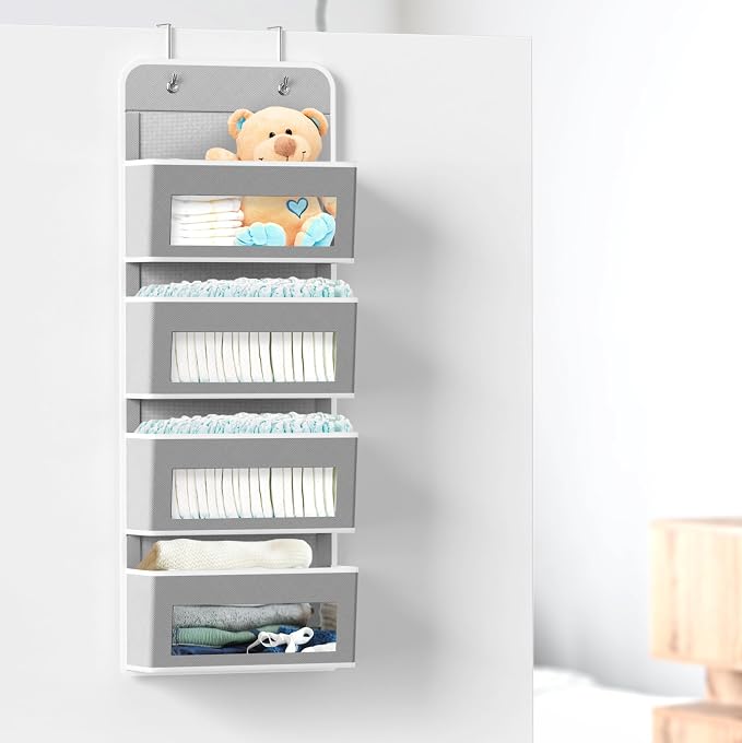 Simple Houseware 4 Clear Window Pocket Over Closet Door Storage Hanging - Image 4